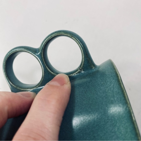 Bennington Potters Trigger Teal Creamer Double Handle Mid-Century Modern 1394 - Picture 9 of 13